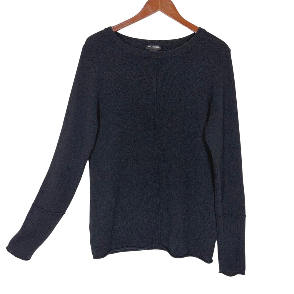Philosophy Dane Lewis Womens Sweater XL Black Cashmere Crew Neck Long Sleeve